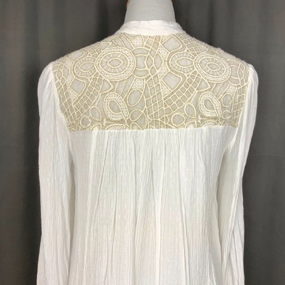 Free People Boho Canyon Rose White Long Sleeve Blouse Top Sz S - Picture 11 of 16